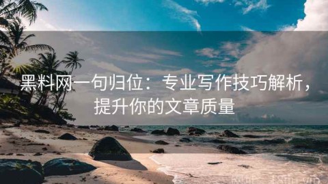 黑料网一句归位：专业写作技巧解析，提升你的文章质量