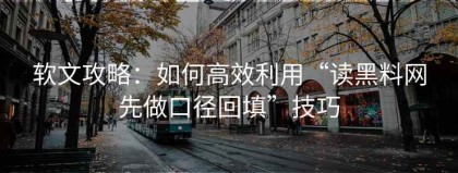 软文攻略：如何高效利用“读黑料网先做口径回填”技巧