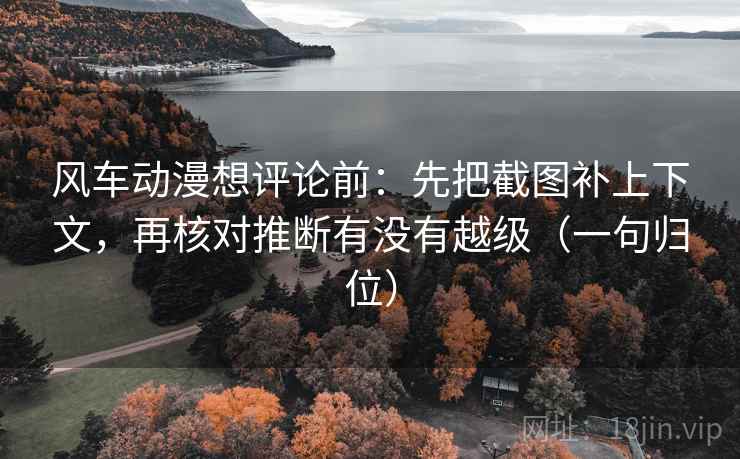 风车动漫想评论前：先把截图补上下文，再核对推断有没有越级（一句归位）