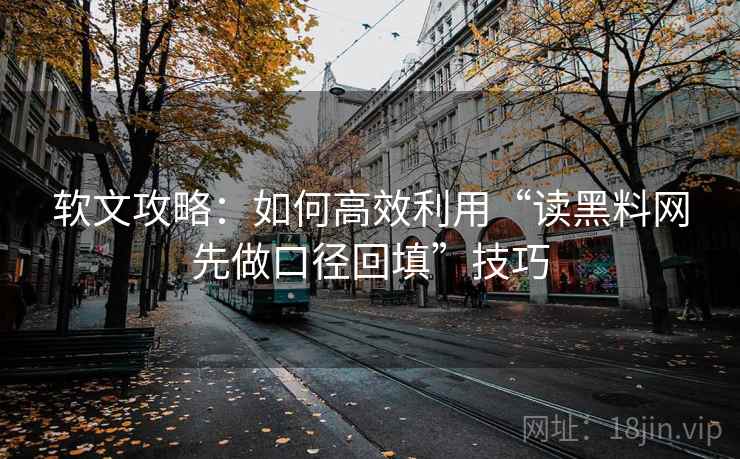 软文攻略：如何高效利用“读黑料网先做口径回填”技巧
