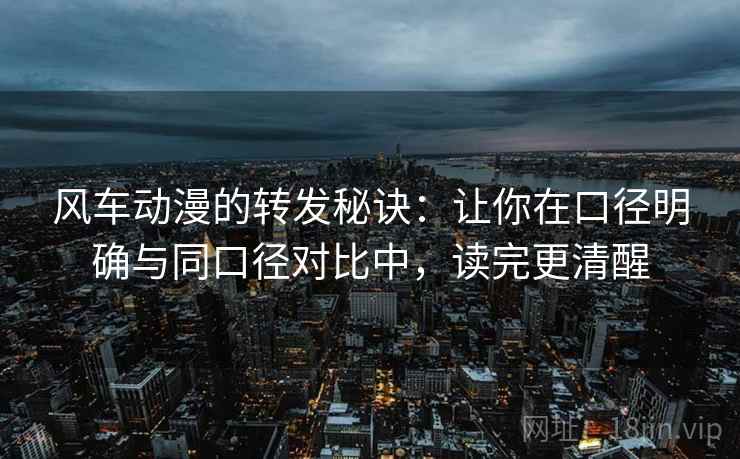 风车动漫的转发秘诀：让你在口径明确与同口径对比中，读完更清醒