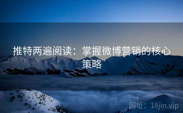 推特两遍阅读：掌握微博营销的核心策略
