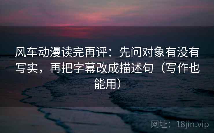 风车动漫读完再评：先问对象有没有写实，再把字幕改成描述句（写作也能用）